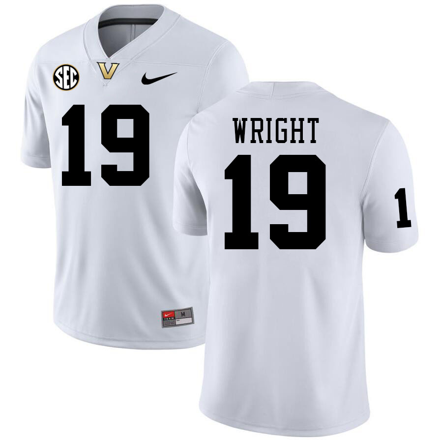 Vanderbilt Commodores #19 De'Rickey Wright College Football Jerseys Stitched-White